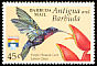 Purple-throated Carib Eulampis jugularis  1993 Overprint BARBUDA MAIL on Antigua & B 1992.01 