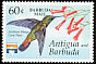 Antillean Mango Anthracothorax dominicus  1993 Overprint BARBUDA MAIL on Antigua & B 1992.01 