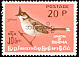 Red-whiskered Bulbul Pycnonotus jocosus  1966 Overprint with Burmese letters size 15 mm on 1964.01 