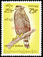 Crested Serpent Eagle Spilornis cheela  1966 Overprint with Burmese letters size 15 mm on 1964.01 