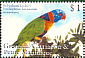 Red-collared Lorikeet Trichoglossus rubritorquis  2000 Parrots and Parakeets Sheet