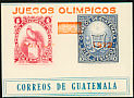 Resplendent Quetzal Pharomachrus mocinno  1972 Overprint JUEGOS... on 1951.01 imp, 2 designs