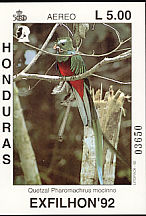 Resplendent Quetzal Pharomachrus mocinno  1992 Exphilhon 92 imp