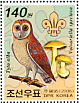 Western Barn Owl Tyto alba  2006 Owls and mushrooms Sheet with 6x140w. Standing owls in surrounds.