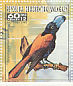 Helmet Vanga Euryceros prevostii  1993 Butterflies and birds 16v sheet