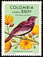 Pompadour Cotinga Xipholena punicea  1977 Colombian birds and plants 