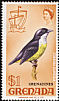 Bananaquit Coereba flaveola  1974 Overprint GRENADINES on Grenada 1968.01, 1969.01-2 