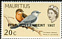 Mauritius Cuckooshrike Lalage typica  1967 Overprint SELF GOVERNMENT 1967 on 1965.01 