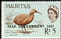 Red Rail Aphanapteryx bonasia â€   1967 Overprint SELF GOVERNMENT 1967 on 1965.01 