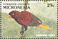 Pohnpei Lorikeet Trichoglossus rubiginosus  1991 Pohnpei rain forest 18v sheet