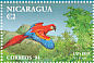 Scarlet Macaw Ara macao  1994 Nicaraguan forest fauna 16v sheet