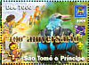 Blue-breasted Kingfisher Halcyon malimbica  2006 Anniversary overprint on 2004.02 9v sheet, gold ovp