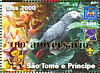 Grey Parrot Psittacus erithacus  2006 Anniversary overprint on 2004.02 9v sheet, gold ovp