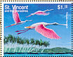 Roseate Spoonbill Platalea ajaja  1998 Endangered species of the Caribbean 6v sheet